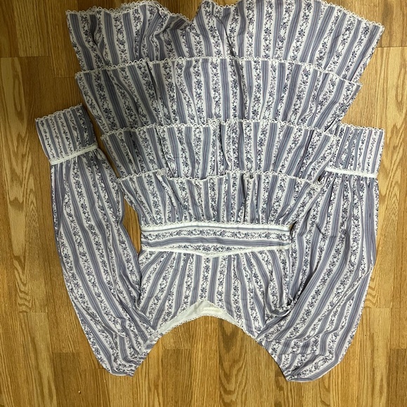 LOVESHACKFANCY Astor Striped Ruffle-tiered Dress In Dusk Size 2 - Picture 5 of 10